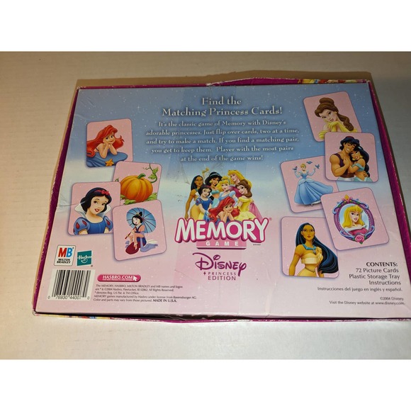 Memory Game Disney Princess Edition Milton Bradley 44007 2004 71/72 Cards - Picture 12 of 12